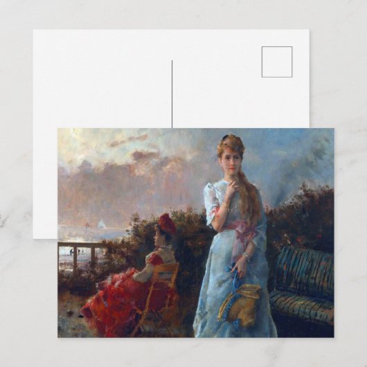 Een avond op het Zee door Alfred Stevens Briefkaart (Voorkant / Achterkant)