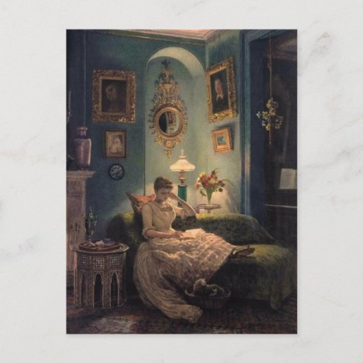 Een avond thuis briefkaart (Voorkant)