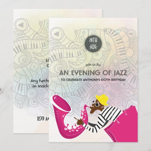 Een avond van Jazz uitnodiging voor elk feestje (Voorkant / Achterkant)