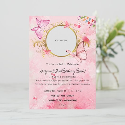 Een Avond vol Feestvreugde"Verjaardag Kaart (Staand voorkant)