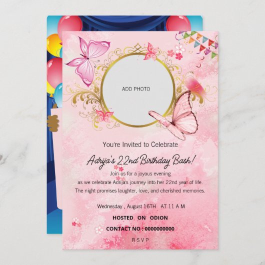 Een Avond vol Viering"Verjaardag Kaart (Voorkant / Achterkant)