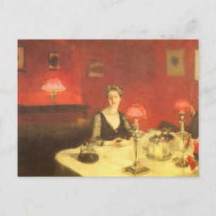 Een avondeettafel van John Singer Sargent Briefkaart