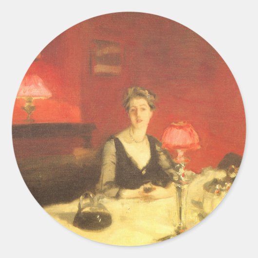 Een avondeettafel van John Singer Sargent Ronde Sticker (Voorkant)