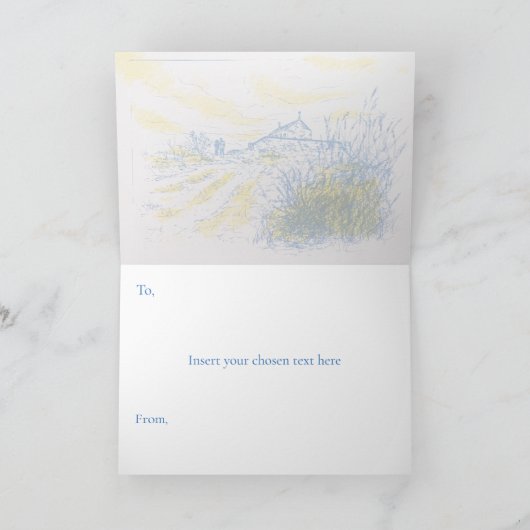 Een avondwandeling feestdagen kaart (Binnen)