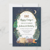 Een avonturencamper eerste verjaardag uitnodiging (Voorkant)