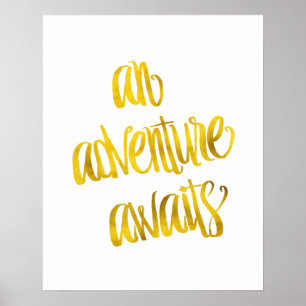 Een avontuur wacht op de gouden faux prijsopgaven  poster