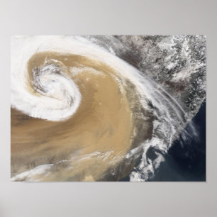 Een Aziatisch storm passeert de Stille Oceaan Poster