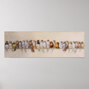 Een baars van vogels (1880) Hector Giacomelli Poster
