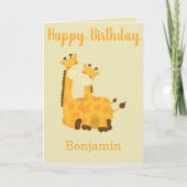 Een babieverjaardag met giraffen kaart (Voorkant)