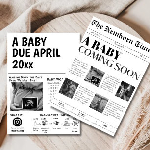 Een baby Binnenkort Vintage krant babyshower Kaart