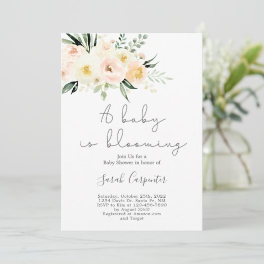 Een Baby bloeit groen en bloeit baby shower Kaart (Staand voorkant)