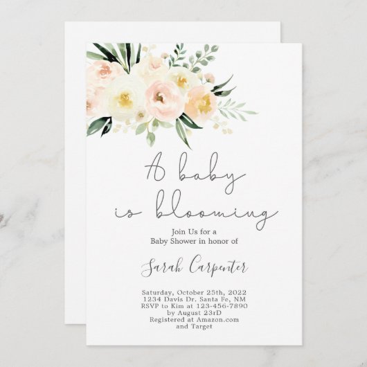 Een Baby bloeit groen en bloeit baby shower Kaart (Voorkant / Achterkant)