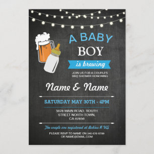 Een Baby Boy Brouwen Douche Beers Blauw Krijt Uitn Kaart