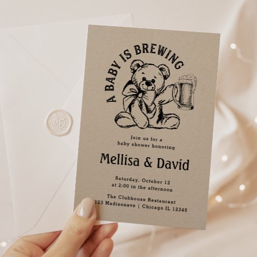 Een Baby breekt | Baby shower Teddy Bear Rustic Kaart