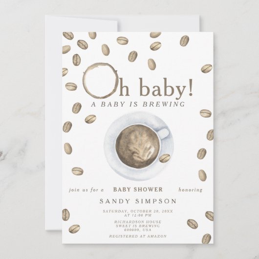 Een Baby breekt Baby shower van Baby-koffiebonen. Kaart (Voorkant)