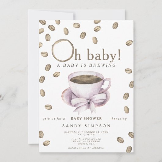 Een Baby breekt Baby shower van Baby-koffiebonen. Kaart (Voorkant)