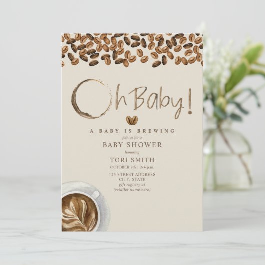 Een Baby breekt Baby shower van Baby-koffiebonen. Kaart (Staand voorkant)
