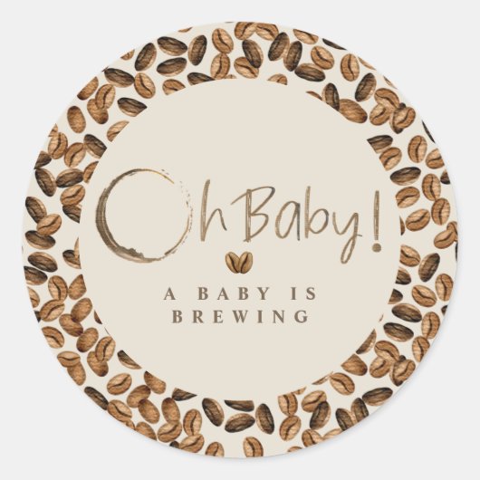 Een Baby breekt Baby shower van Baby-koffiebonen. Ronde Sticker (Voorkant)