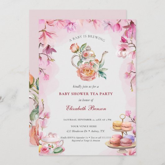 Een Baby breekt bloeiend bloeiend Baby shower thee Kaart (Voorkant / Achterkant)