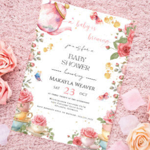 Een Baby breekt bloeiend bloeiend Baby shower thee Kaart