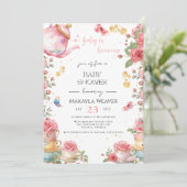 Een Baby breekt bloeiend bloeiend Baby shower thee Kaart (Staand voorkant)