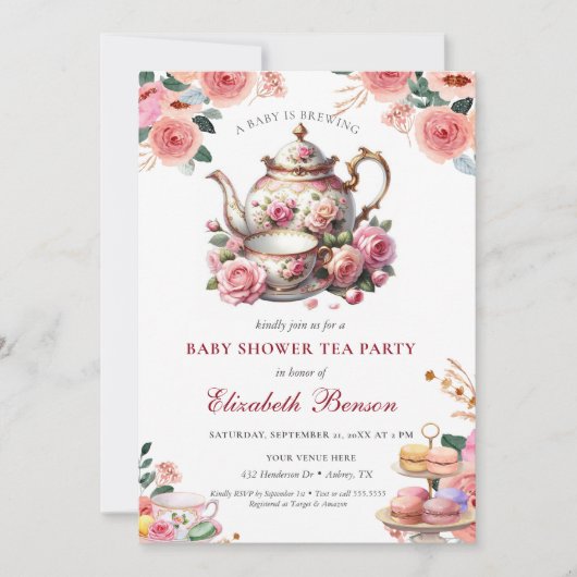 Een Baby breekt bloeiend bloeiend Baby shower thee Kaart (Voorkant)