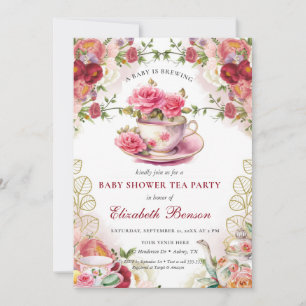 Een Baby breekt bloeiend bloeiend Baby shower thee Kaart