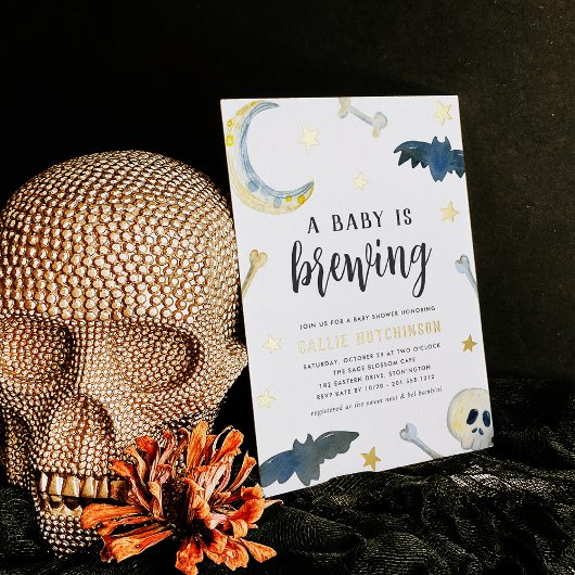 Een Baby breekt | Cute Halloween Baby shower Folie Uitnodiging