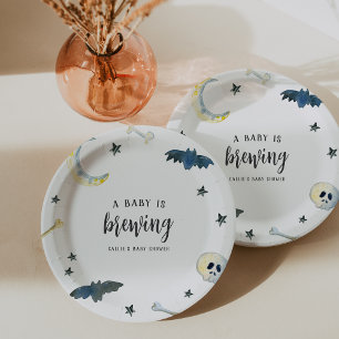 Een Baby breekt   Cute Halloween Baby shower Pap Papieren Bordje