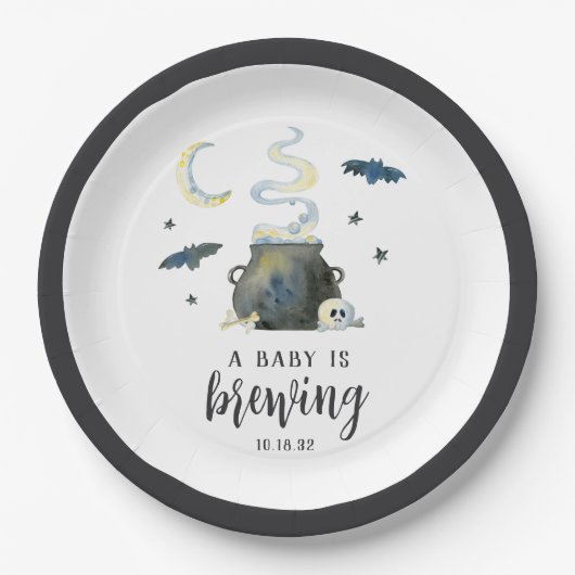 Een Baby breekt | Cute Halloween Baby shower Papieren Bordje (Voorkant)