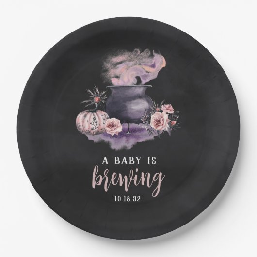 Een Baby breekt | Cute Halloween Baby shower Papieren Bordje (Voorkant)