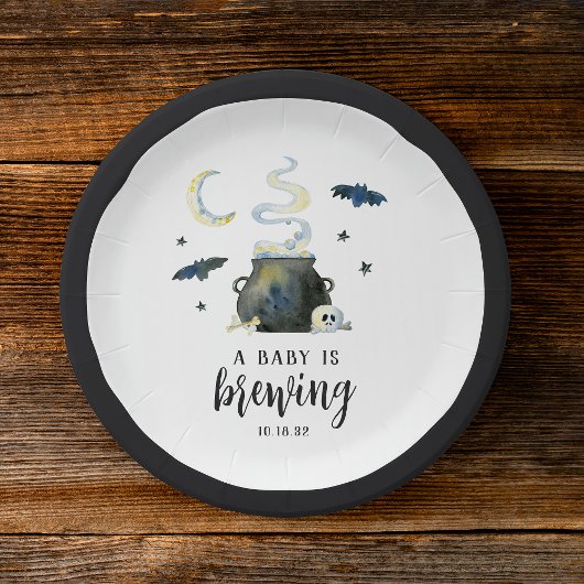 Een Baby breekt | Cute Halloween Baby shower Papieren Bordje