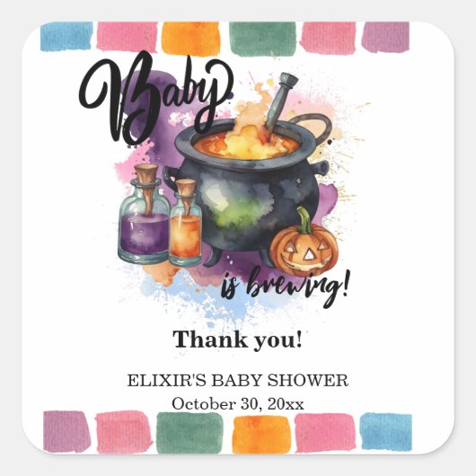 Een Baby breekt | Cute Halloween Baby shower Vierkante Sticker (Voorkant)