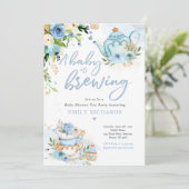 Een Baby breekt de Baby shower Blauwe Rozen van de Kaart (Staand voorkant)