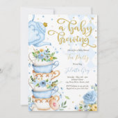 Een Baby breekt de Baby shower Blauwe Rozen van de Kaart (Voorkant)