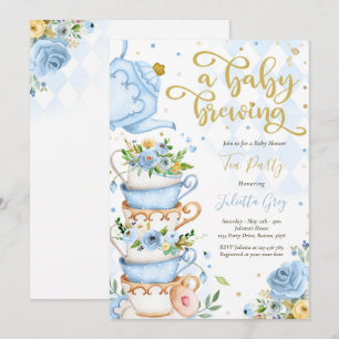 Een Baby breekt de Baby shower Blauwe Rozen van de Kaart