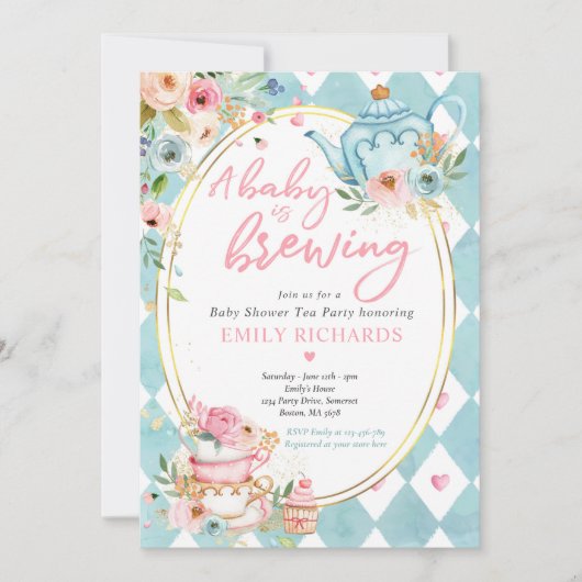 Een Baby breekt de Baby shower van de Tea Partij r Kaart (Voorkant)