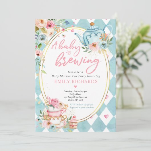 Een Baby breekt de Baby shower van de Tea Partij r Kaart (Staand voorkant)