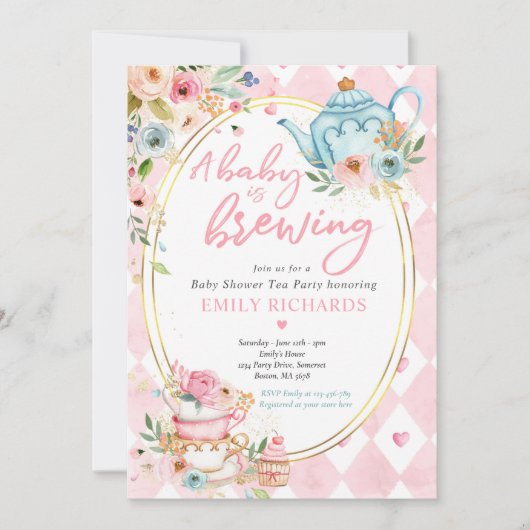 Een Baby breekt de Baby shower van de Tea Partij r Kaart (Voorkant)