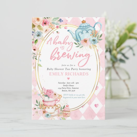 Een Baby breekt de Baby shower van de Tea Partij r Kaart (Staand voorkant)