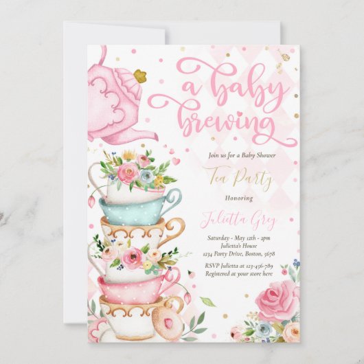 Een Baby breekt de Baby shower van de Tea Partij r Kaart (Voorkant)