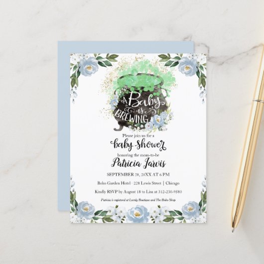 Een Baby breekt de begrotingsuitnodiging van het B (Voorkant / Achterkant in situ)