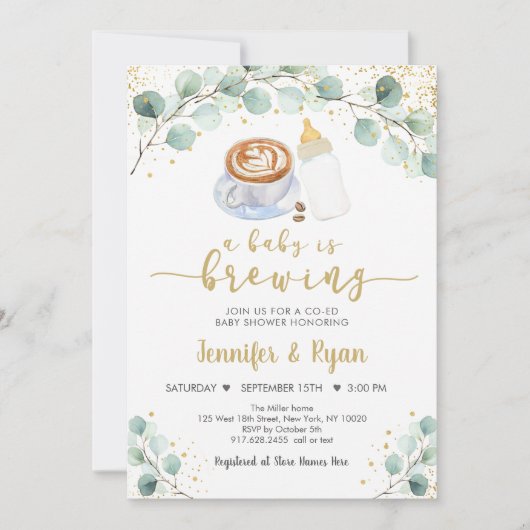 Een Baby breekt groenery Koffee Baby shower Kaart (Voorkant)