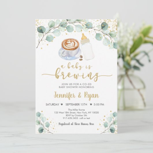 Een Baby breekt groenery Koffee Baby shower Kaart (Staand voorkant)