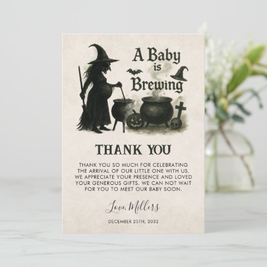 Een Baby breekt halloween Baby shower Bedankkaart (Staand voorkant)