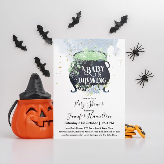 een baby breekt Halloween Baby shower Blue Kaart