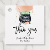 een baby breekt Halloween Baby shower Peach Bedankjes Labels (Voorkant)