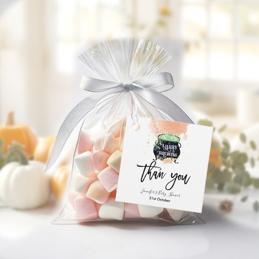 een baby breekt Halloween Baby shower Peach Bedankjes Labels