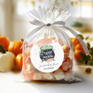 een baby breekt Halloween Baby shower Peach Ronde Sticker