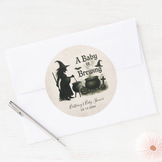 Een Baby breekt halloween Baby shower Ronde Sticker (Envelop)